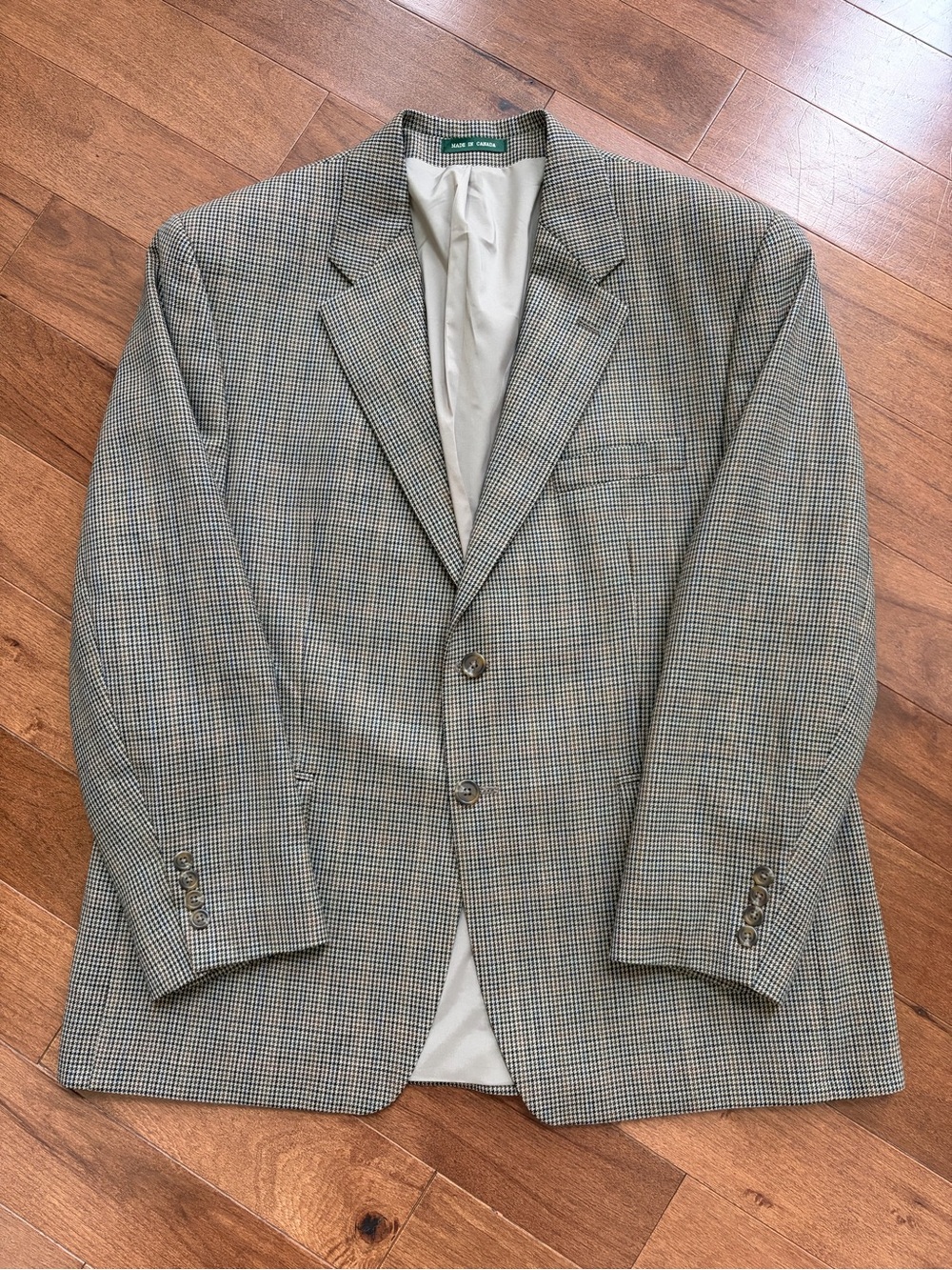 Ralph Lauren Men's Houndstooth Blazer in Beige and Gray